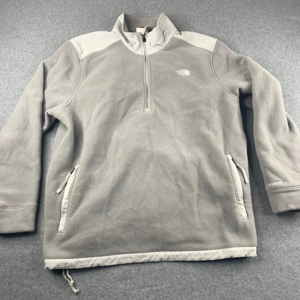 The North Face Fleece Pullover Mens XL Grey Polartec Quarter Zip Circular Design